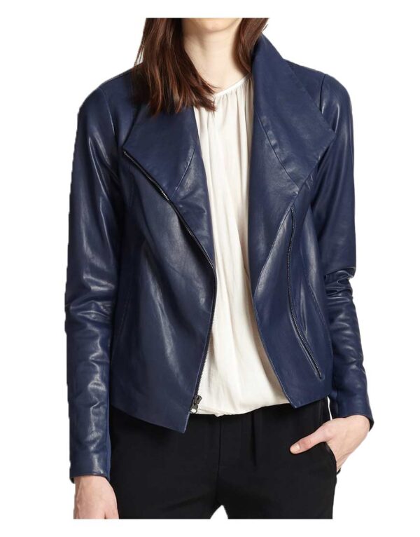 Womens blue leather jacket