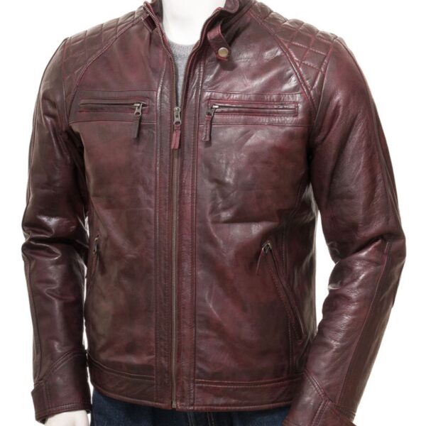 Men’s Motorcycle Quilted Leather Jacket