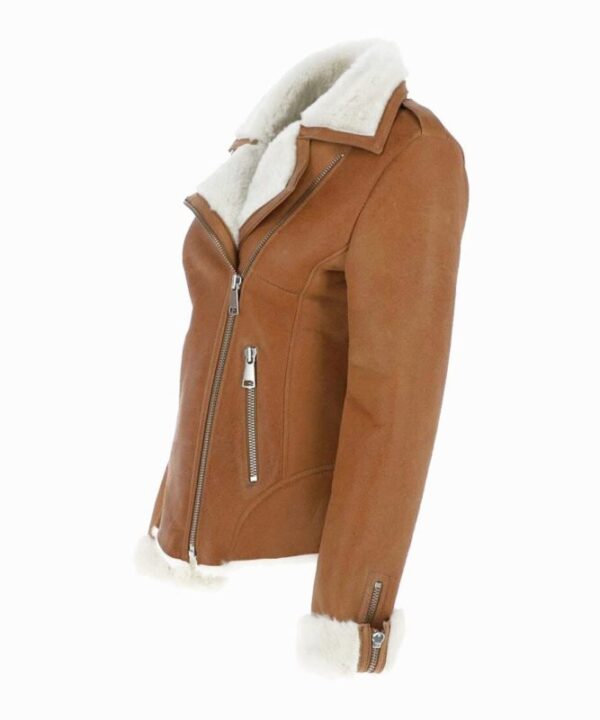 Women’s Tan Brown Sheepskin Shearling Leather Jacket