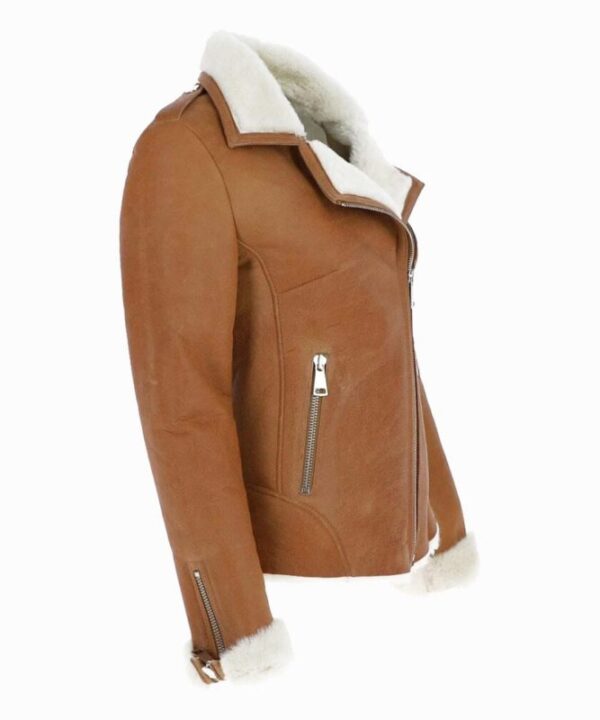 Women’s Tan Brown Sheepskin Shearling Leather Jacket