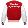 NHL Detroit Red Wings Varsity Red and White Letterman Jacket