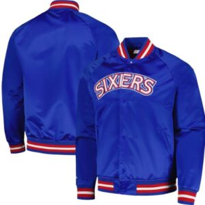 Philadelphia 76ers Blue Satin Varsity Jacket