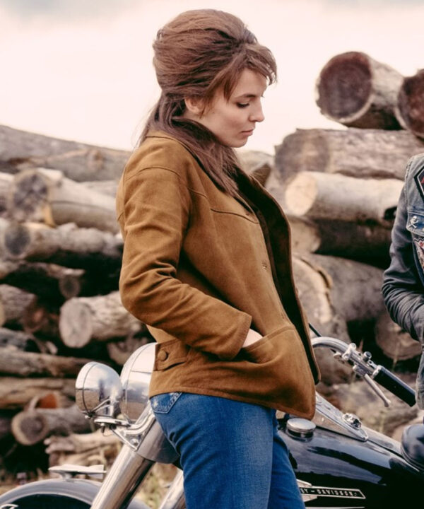 The Bikeriders Jodie Comer Brown Jacket