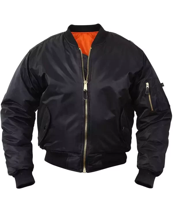 Men's Windproof Navy Blue Bomber Jacket