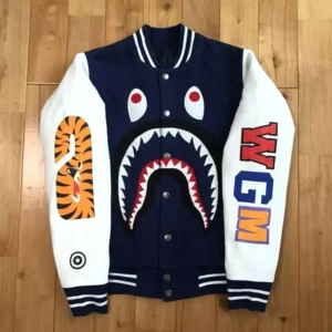 Bape Shark Sweat Red and White Varsity Jacket