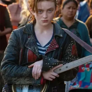 Sadie Sink O’Dessa 2025 Black Leather Jacket
